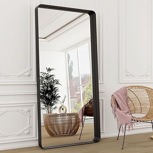 Miniatura 3 de Easly Espejo arqueado extra grande de longitud completa de 71 x 30 pulgadas, espejo inclinado para montar en la pared, marco de aleación de