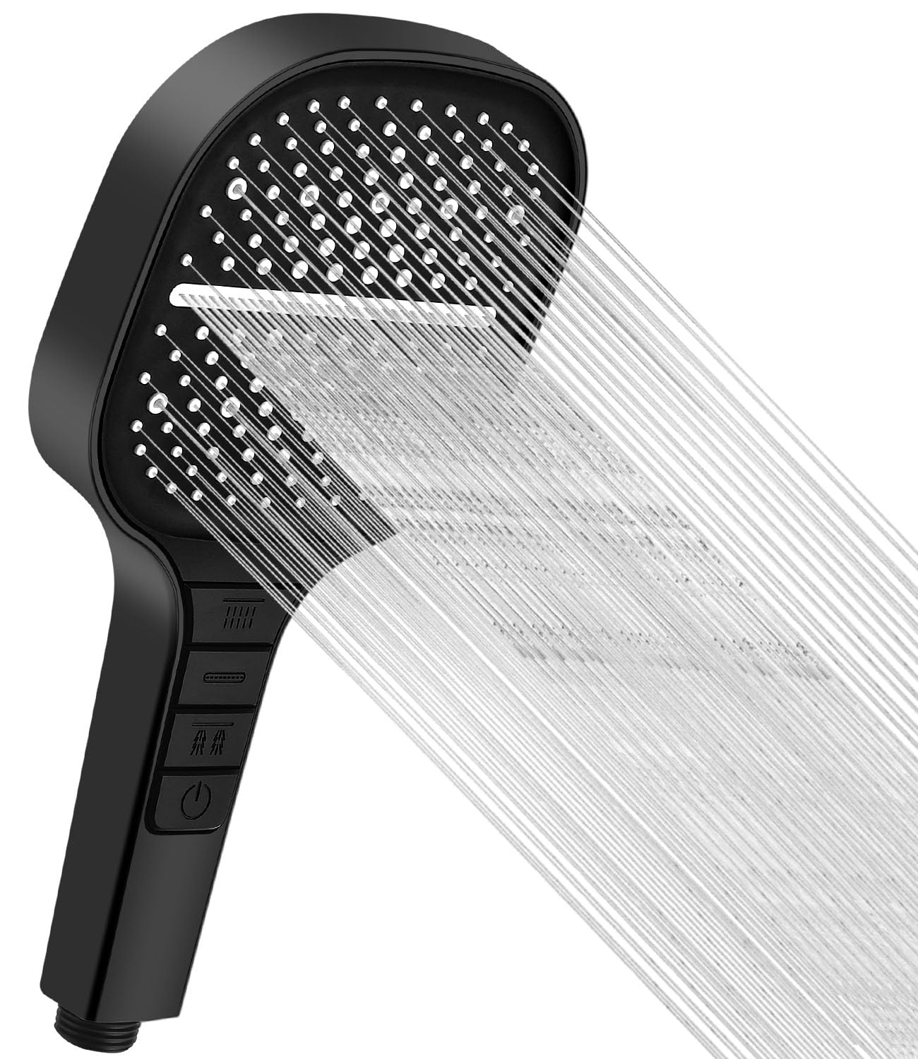 Carré pommeau douche haute pression noir aux finitions minimalistes épurées
