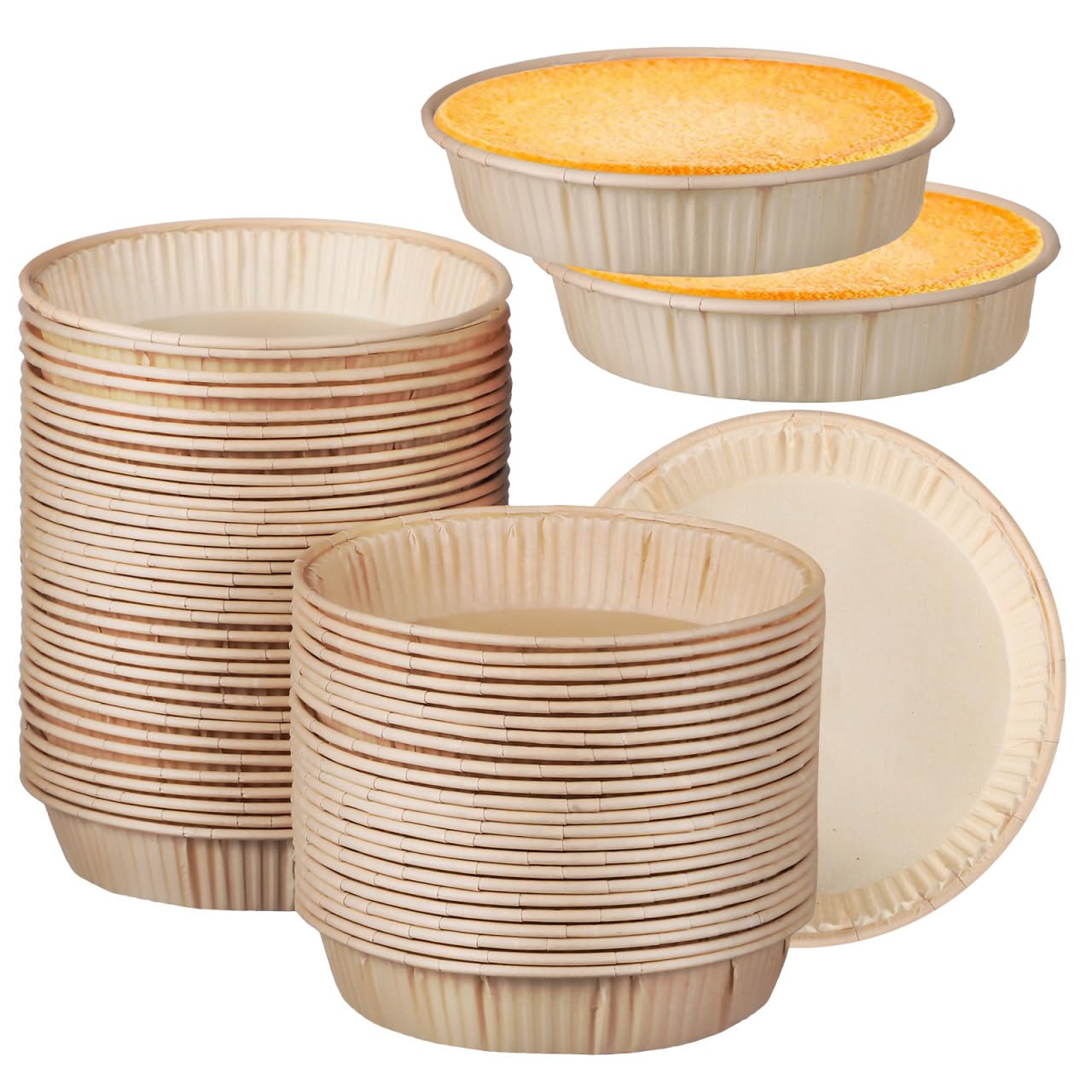 Zerodeko 100 moldes de papel para hornear pasteles, magdalenas, tazas para hornear de 4 pulgadas, mini tazas de tarta, moldes para horno, recipientes para postre, papel pergamino de grado alimenticio