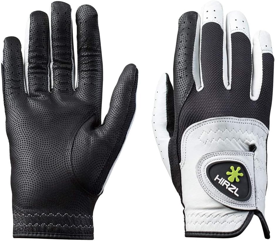 HIRZL Trust Control 2.0 Ladies Golf Gloves – All Weather Womens Golf Glove (White/Black) | Kangaroo Leather Palm | Cabretta Leather Backhand | Trusted by Pros | Sweat Free, Ultimate Grip, Stretch Fit