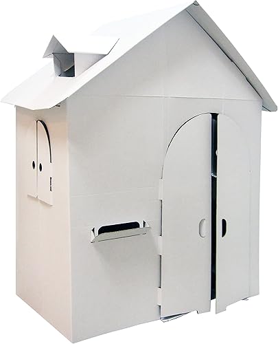 Adventure Awaits! Casa de juegos en blanco de cartón para niños, colorea, dibuja y personaliza, ideal para jugar y para hacer artes y manualidades