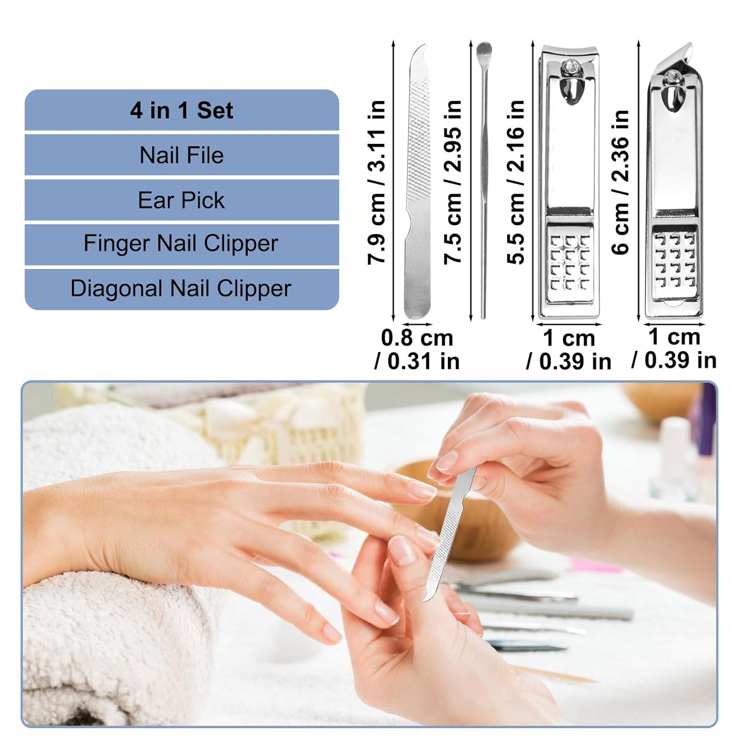 20 Sets Manicure Set Bulk, Nail Clippers Kit Stainless Steel Fingernail Clippers Set, Sturdy Nail Tip Cutter Trimmers Professional Grooming Toenail Clippers Personal Pedicure Kits Gift (Blue 4 in 1)