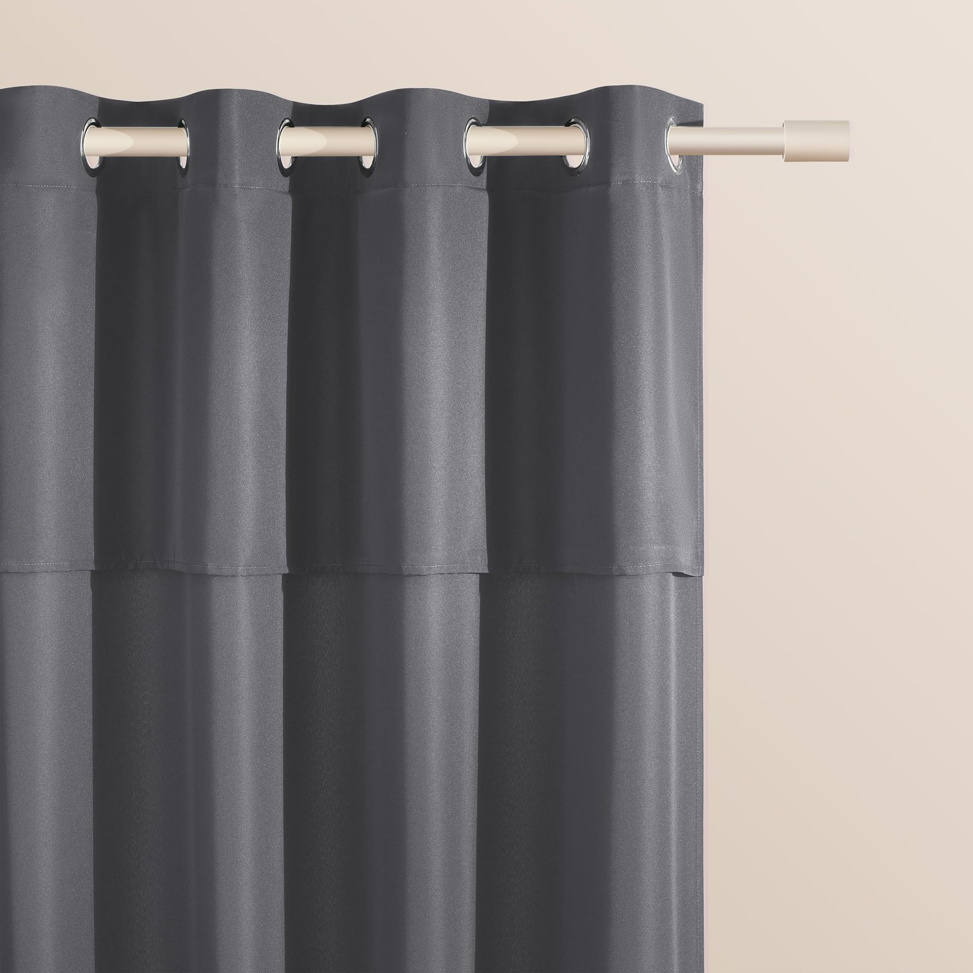 ROOM99 Curtain with Silver Eyelets Mia 140 x 280 cm Width x Height Sliding Curtains Modern Curtain Living Room Bedroom Dark Grey Pack of 1