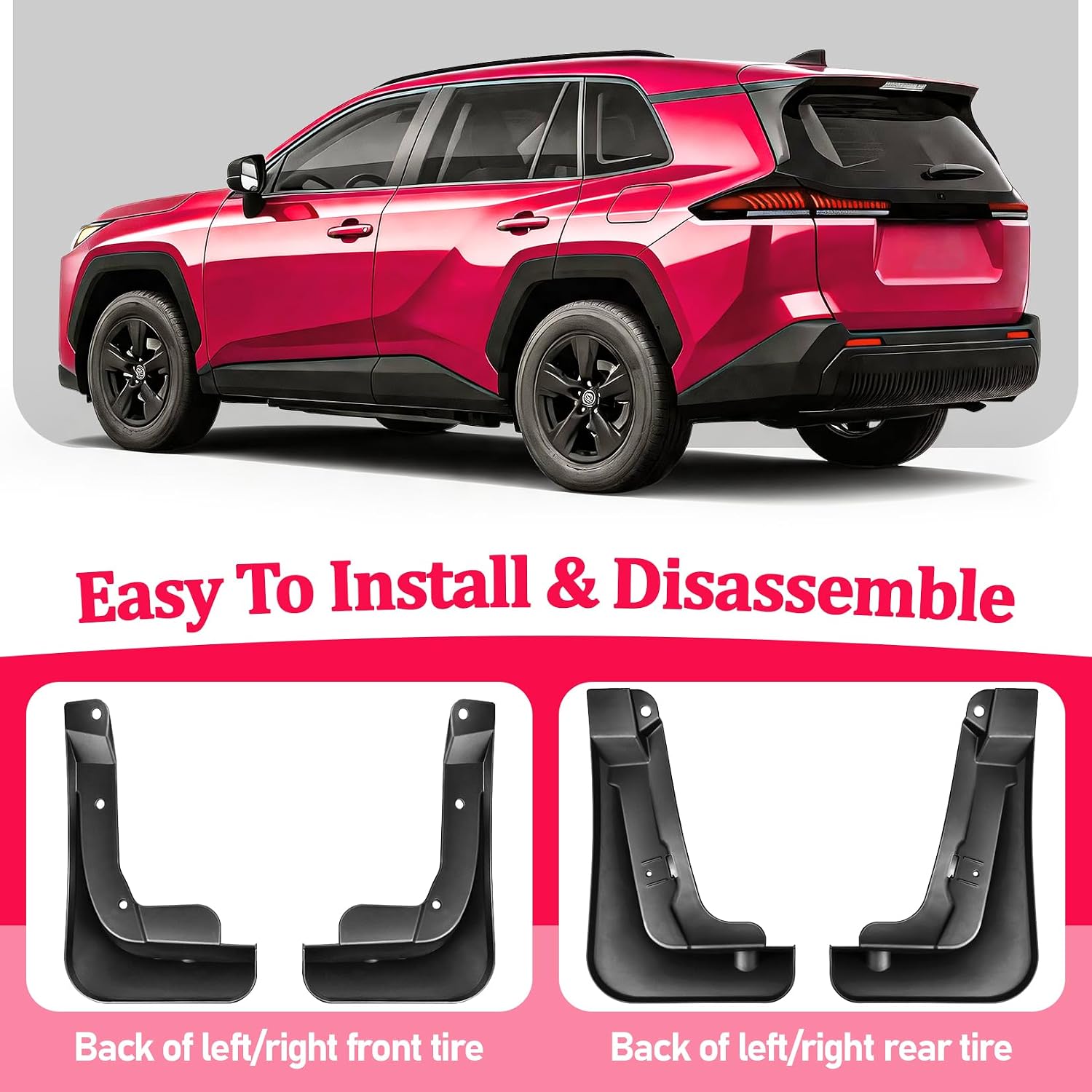 4PCS Mud Flaps for Toyota RAV4/Wildlander 2026, No Drill Splash Guards Front & Rear Upgraded All Weather Tire Fenders for RAV4 Wheel Sediment Protection Auto Accessories