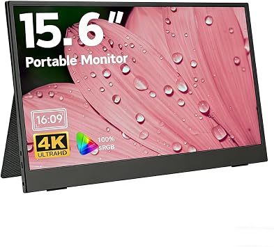 15.6-inch 4K Portable Monitor, 38402160 Ultra HD IPS Computer Display, 100% sRGB HDR Graphics Monitor, USB-C Port, Compatible with PS4/PS3/Xbox One/Switch and Other Devices