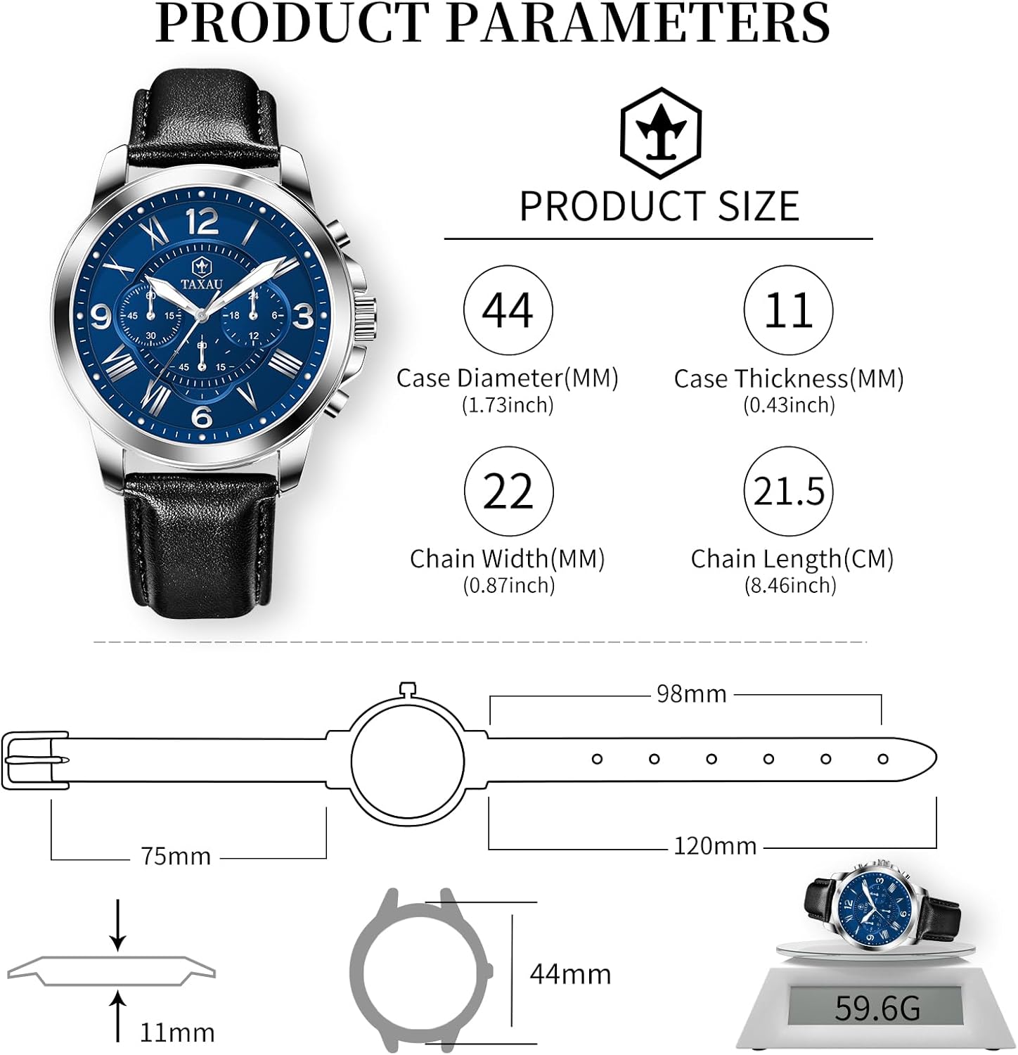 Leather Watches for Men Casual Men's Waterproof Watch Luxury Dress Men Watch Classic Stainless Steel Analog Quartz Mens Wrist Watches with Date Luminous Large Face - Image 4