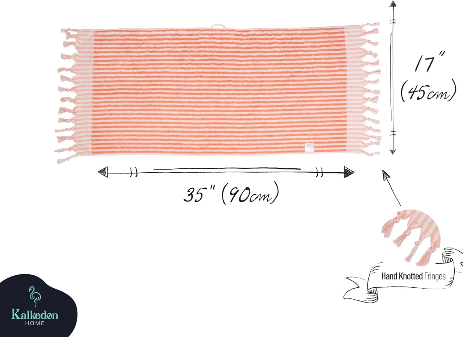 Striped Hand and Bath Towels for Bathroom | Set of 2 Hand Towels | Organic Turkish Cotton | Large Soft Plush Fluffy Absorbent Ribbed Bath Towels (Hand Towel Set, Pink)