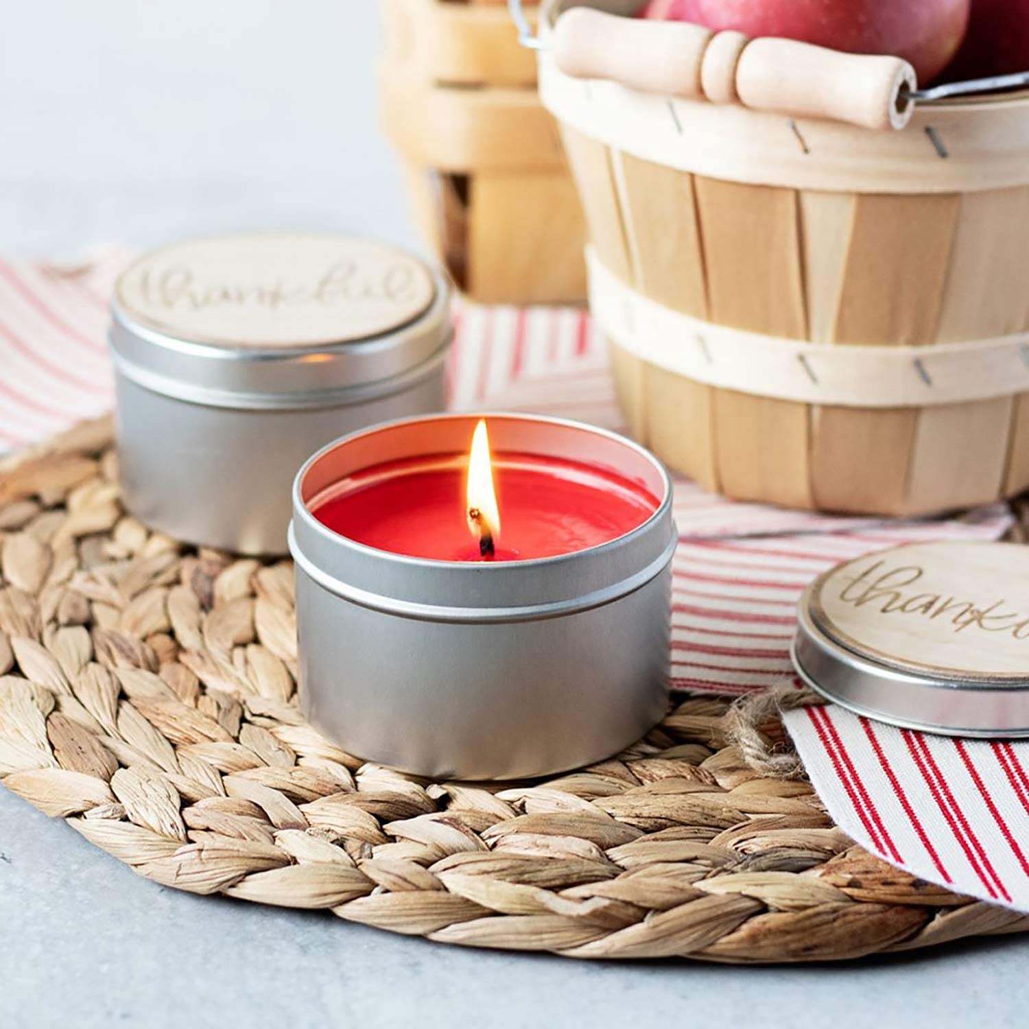 Las latas de Velas para Hacer Velas, los Kits de fabricación de Velas Incluyen 48 tarros de Vela vacíos de 8 Oz con Tapas, 50 mechas de algodón, 4 Soportes de Mecha (Silver,48)