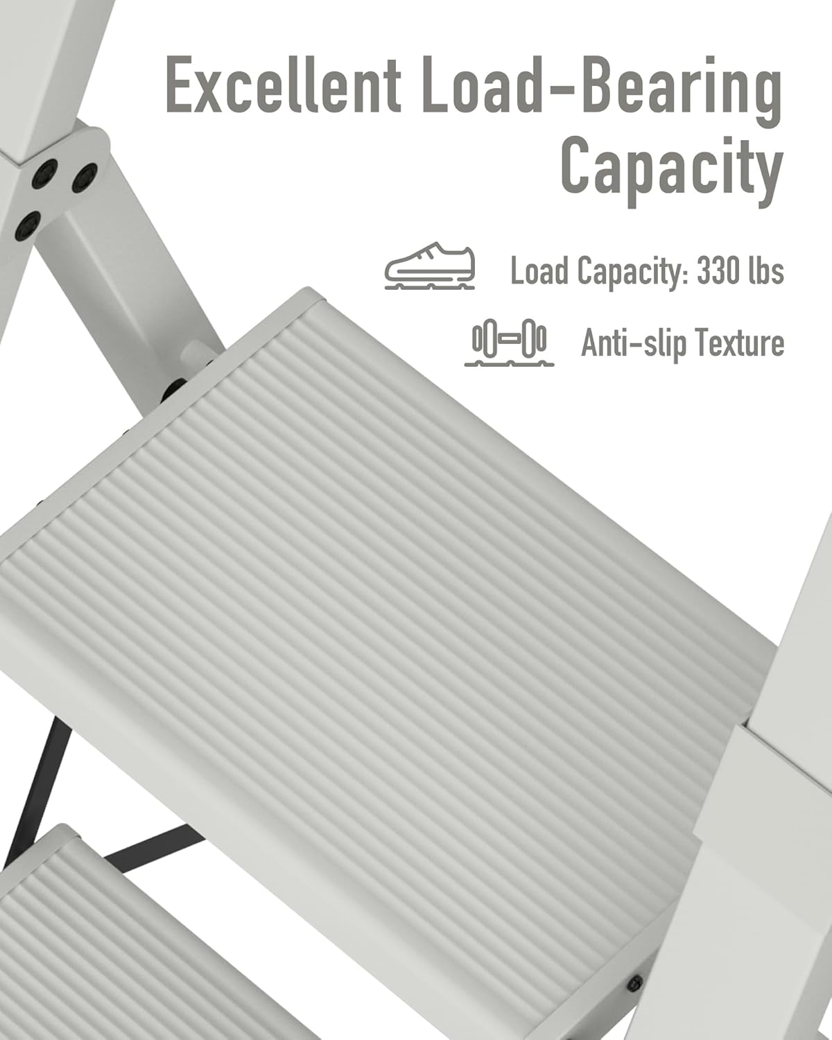 Mayi Plus 4 Step Ladder, Lightweight Folding Step Stool with Convenient Handgrip,Aluminum 330lbs Capacity Step Ladder for Office,Household,Kitchen,Library(Grey)