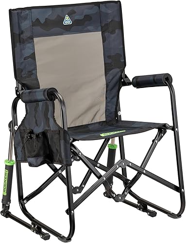Miniatura 14 de GCI Outdoor Freestyle Rocker XL con mesa auxiliar Silla de campamento Mecedora plegable portátil con reposabrazos sólidos y duraderos, soporte