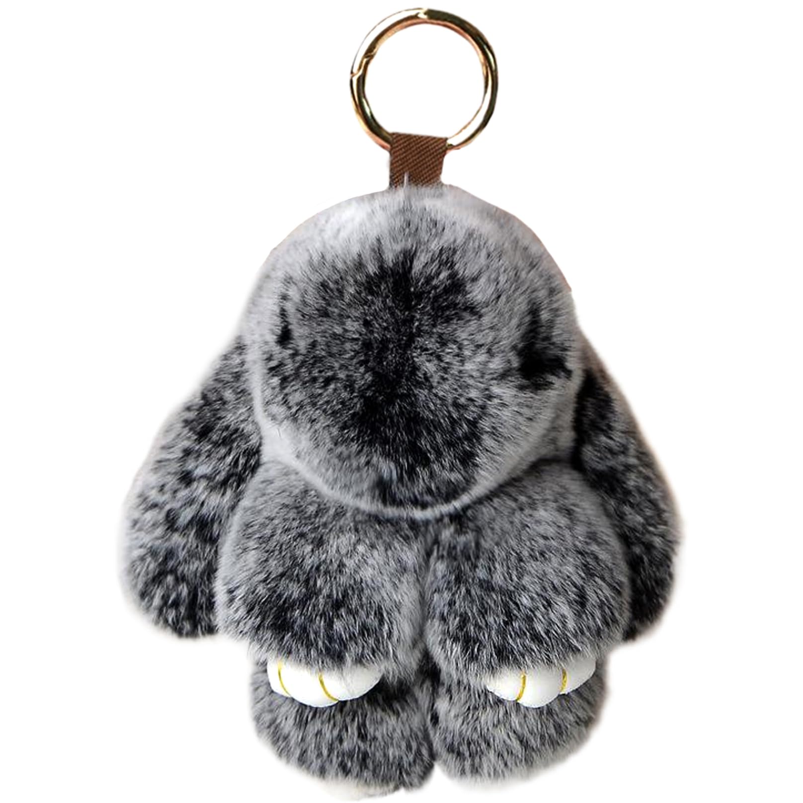 Hperu Unisex Black Bunny Keychain Soft Rabbit Doll Fluffy With Metal Buckle Cute Bag Charm Kawaii Stuffed Animal For Handbags Backpacks Cell Phones Cars - Bunny Keychain Fluffy
