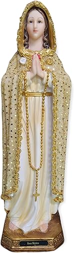 GCK Estatua de 12 pulgadas Rosa Mistica Mystic Rose Glitter Religiosa Estatua Virgen María Virgen María Imagen