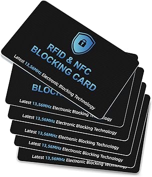 Updated Version-6 Pack RFID Blocking Cards Premium Contactless NFC Debit Credit Card Passport Protector Blocker Set for Men & Women, Smart Slim Design Perfectly fits in Wallet/Purse 6