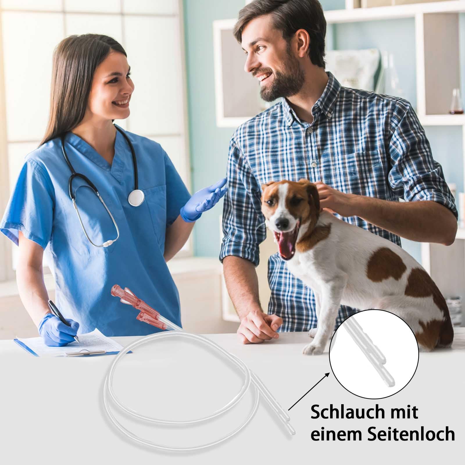 10 Stück Hundekatheter mit Harnröhren-Ausbaggersonde, seitliche Öffnung, Verstopfung, Veterinärinstrument (4Fr - 500 mm)