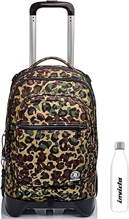 TROLLEY Zaino INVICTA - Verde - NEW PLUG ANIMALIER + Borraccia Bianca