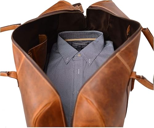 Miniatura 3 de KomalC Bolsas de lona de cuero para hombres y mujeres de grano completo de viaje durante la noche para fin de semana bolsas de cuero deportivas para