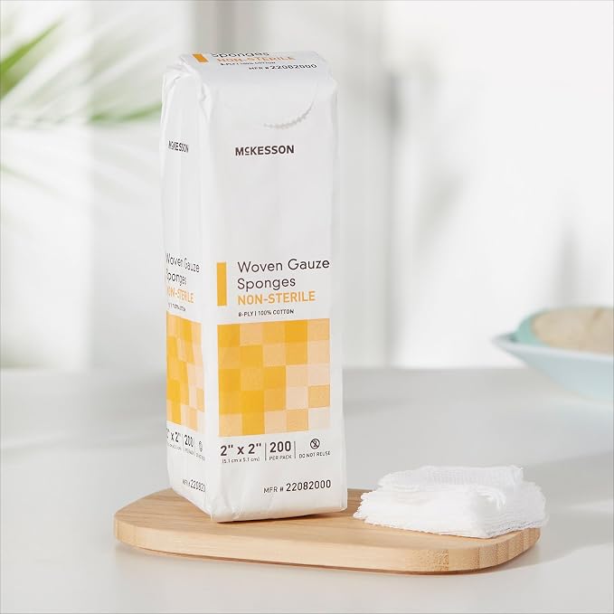 Esponjas de gasa tejida McKesson, 8 capas, no estériles, de algodón, 2 x 2 pulgadas, paquete de 1 unidad | 100 % algodón miniatura 7