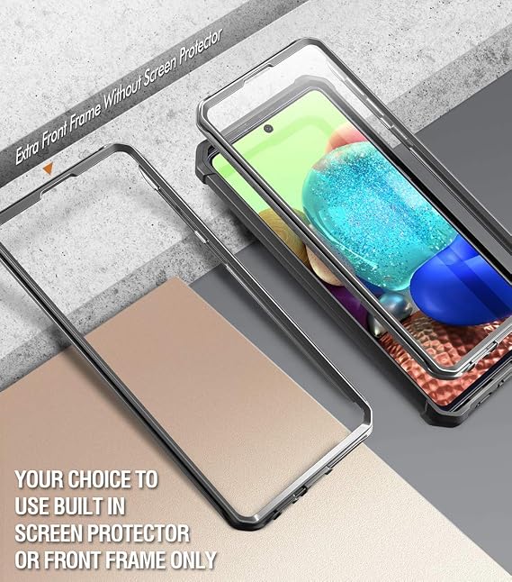 Poetic Guardian Series Samsung Galaxy A71 5G Case - Full-Body Hybrid Shockproof Bumper, Built-in Screen Protector, Black/Clear