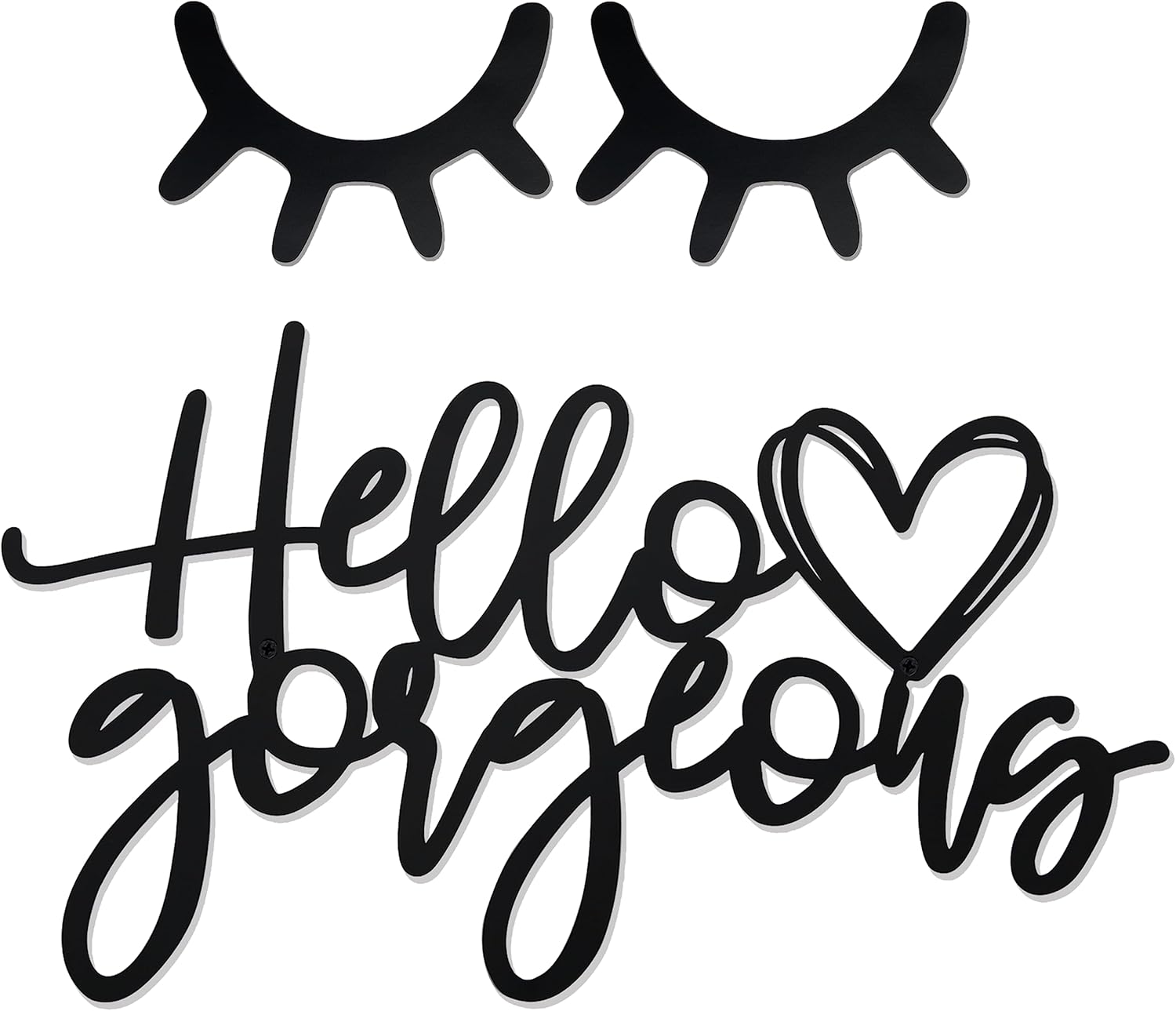 Gtzmfe Hello Wall Decor Metal Sign & Lash Sticker, Lash Room Decor