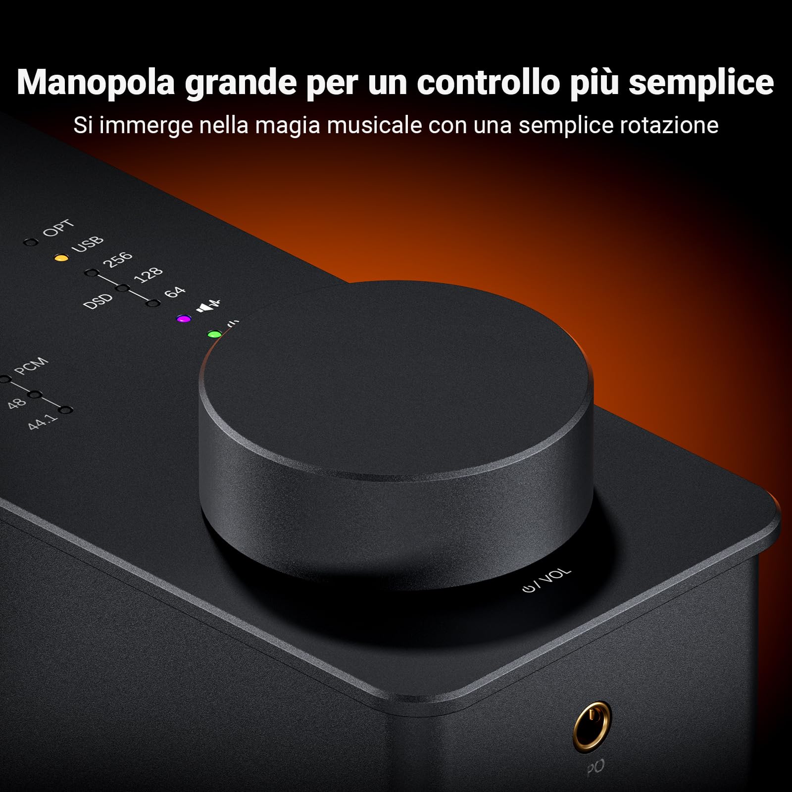 Fosi Audio SK02 DAC Amplificatore per Cuffie, USB C a AUX Adattatore Convertitore Audio Digitale-Analogico, Ottico a 3,5 mm 4,4 mm Combo Bilanciato, Amplificatore Cuffie da Tavolo per Home Theatre
