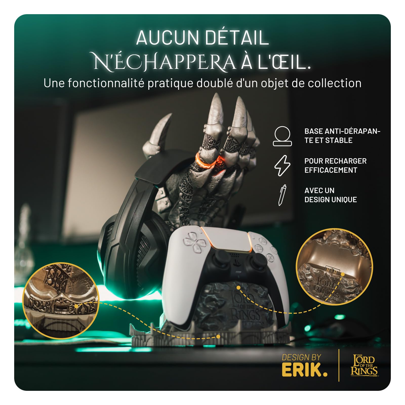 Grupo Erik | Chargeur Manette PS5 Dual Sense, Le Seigneur des Anneaux