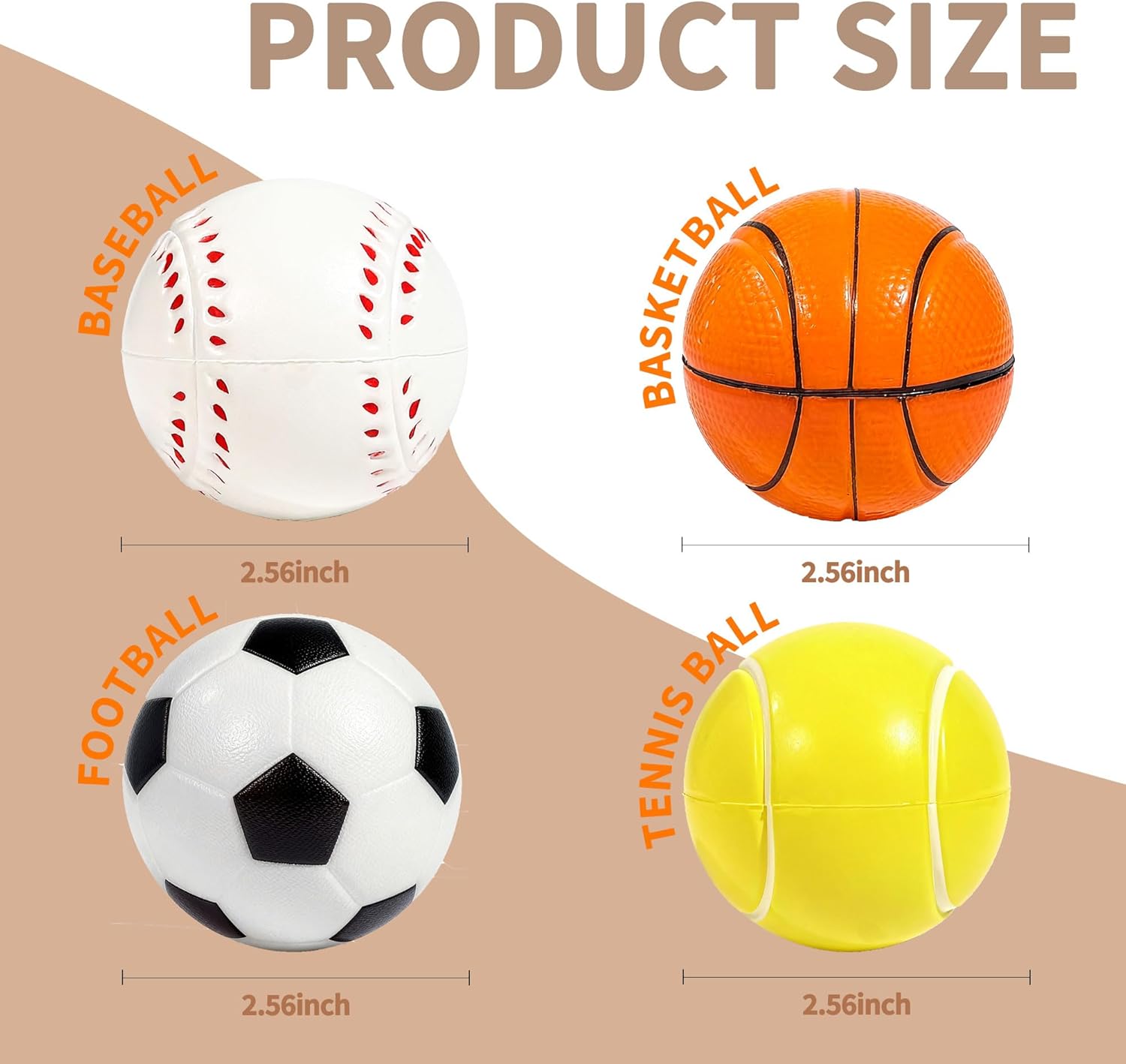 Office Stress Relief & Outdoor Fun, Ideal for Party Favors & Team Games 2.5 Inch High Bounce Wear-Resistant Bouncy Balls 4 Pack - 2 Colors, Shatterproof