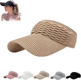 Chapéus de sol para mulheres, chapéus de sol de aba larga para mulheres, proteção UV, palas de corrida tricotadas de secagem rápida de rabo de cavalo para mulheres