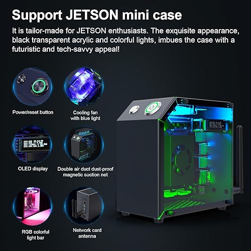 Miniatura 9 de Yahboom Jetson Orin NX 8GB16GB Kit de placa de desarrollo 70-100TOP, carcasa Jetson, refrigeración RGB, cámara de micrófono USB, kit electrónico de