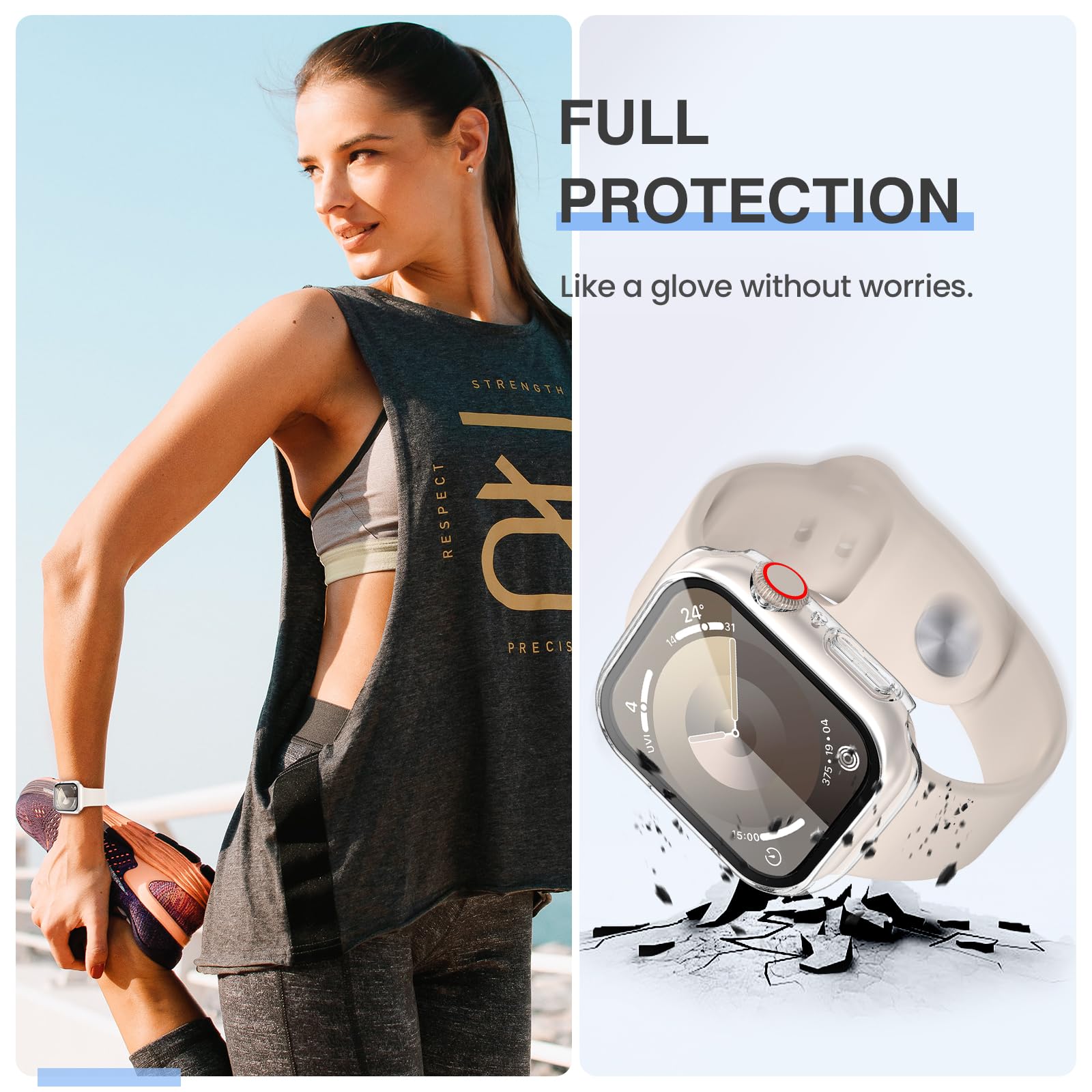 Kamita [3Pièces] Coque pour Apple Watch Série SE 3/SE 2/6/5/4 40mm, Étui de Protection avec Protecteur d'écran en Verre Trempé, PC Bumper Case Antichoc Housse pour iWatch 6/iWatch 5/iWatch4 (Clair*3)
