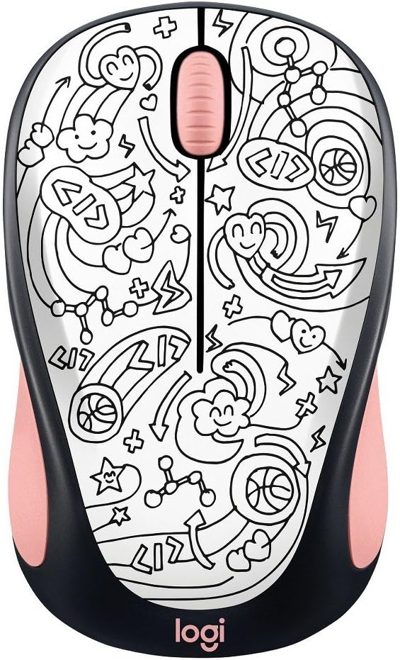 Logitech M317 Wireless Mouse - Pink Doodle Brainstorm Pink (910-005308)