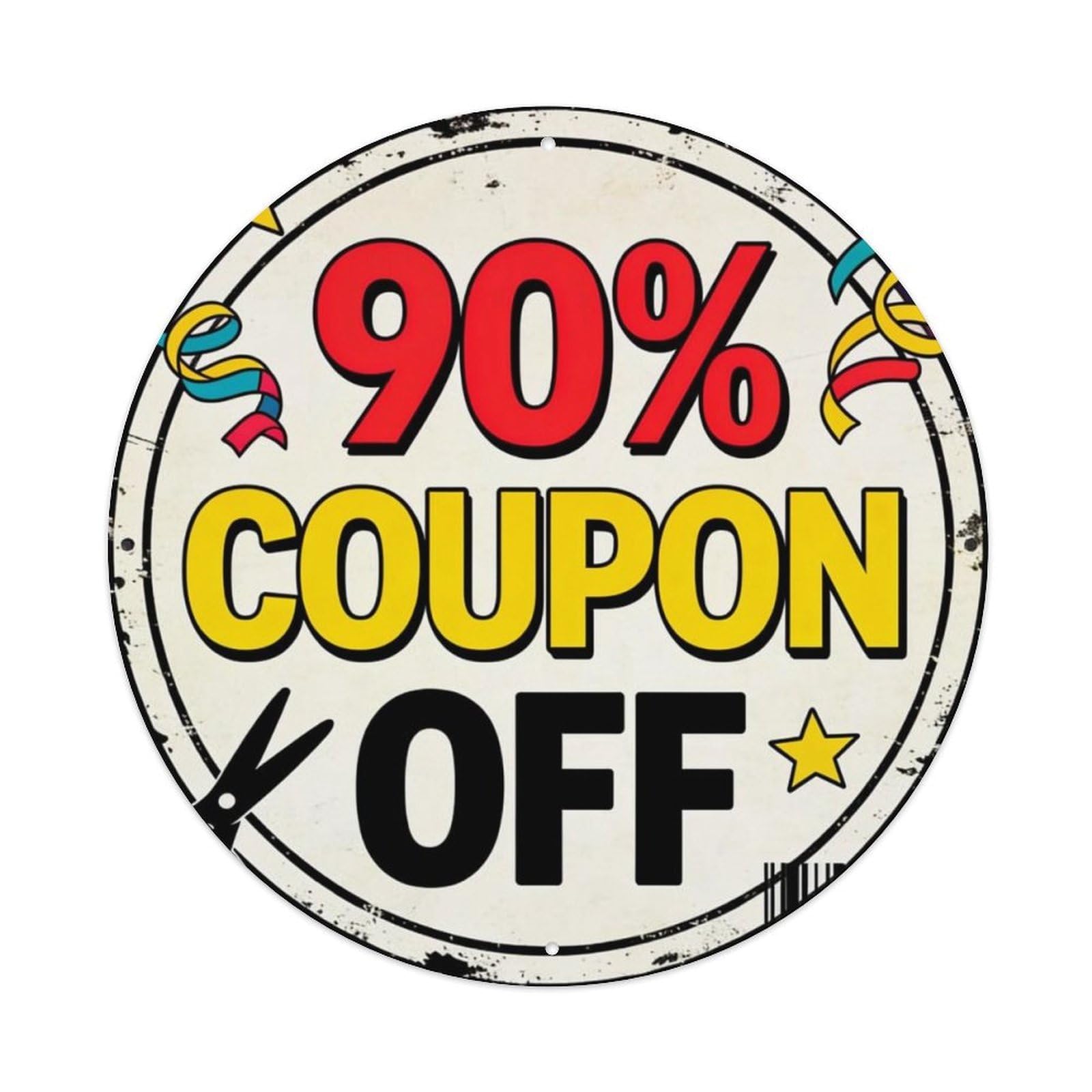 Jdyansheng Vintage Ninety Percent Coupon Off Design Tin Sign Metal Poster Metal Signs For Home Man Cave Bar Cafe Kitchen Laundry Room Wall Decorations 8X8 Inches