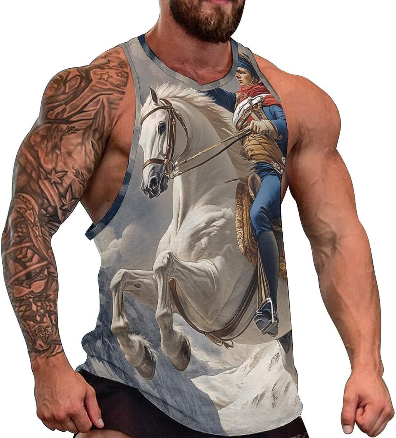 Napoleon Crossing The Alps Reproduction Men's Tank Tops Sleeveless Muscle Shirts for Men Lightweight Vest