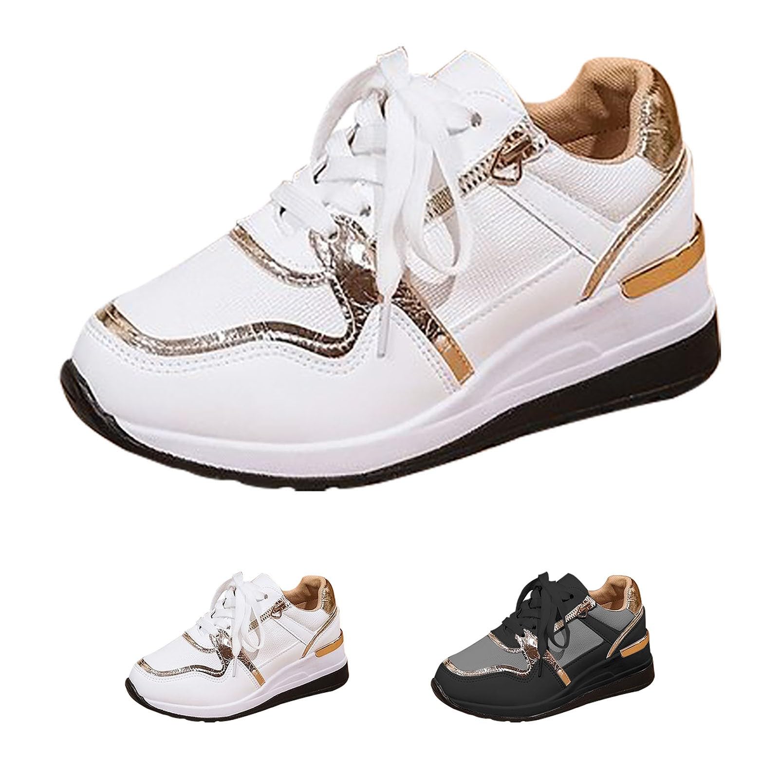 Zapatillas de tacón alto para mujer, informales y transpirables, color negro
