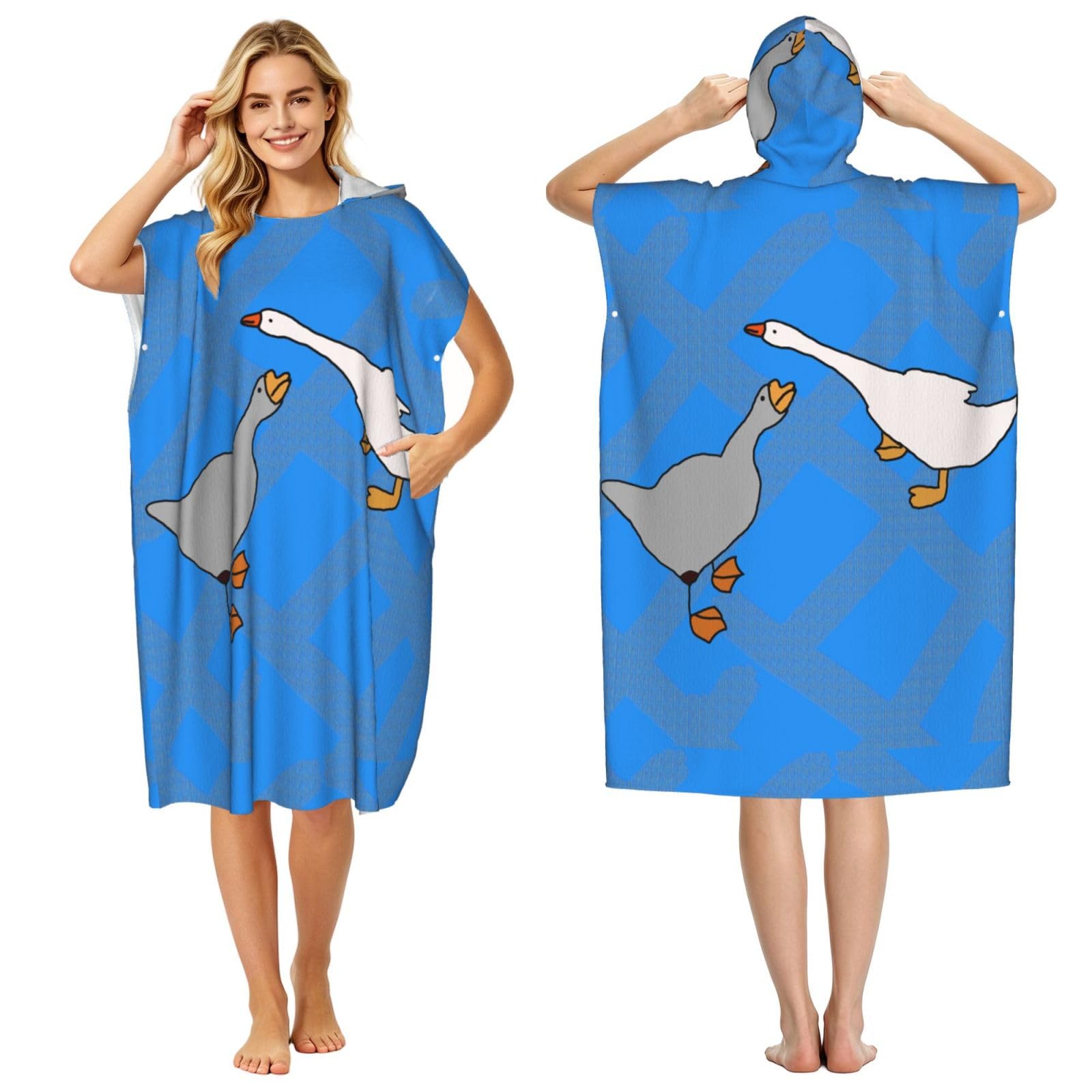 WSSYYBFgray goose Adult hooded beach towel Oversized with Hood for Absorbent Quick Dry
