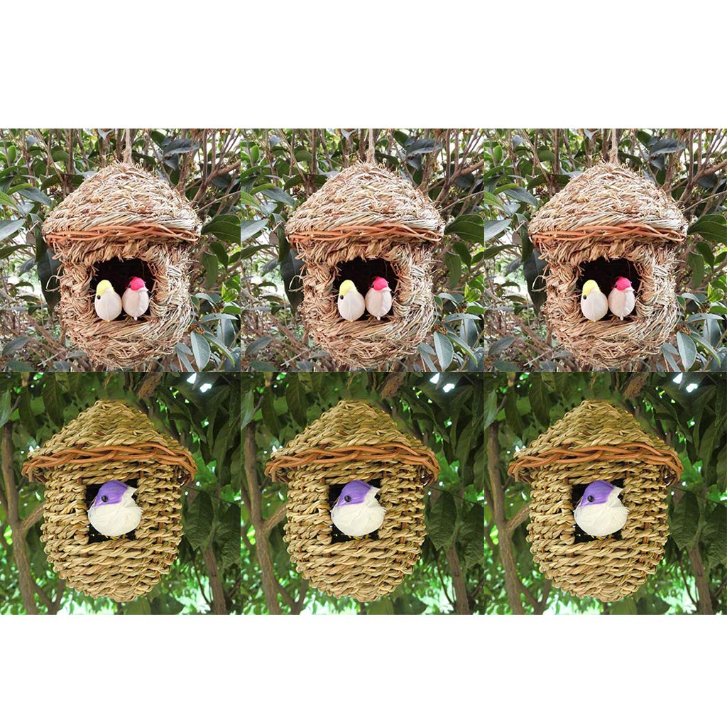 CALANDIS™ 6 x Handwoven Straw Bird Nest Breeding Grass Cave Garden Tree Decor | Birdhouses | Bird & Wildlife Accessories | Yard, Garden & Outdoor Living-image-34
