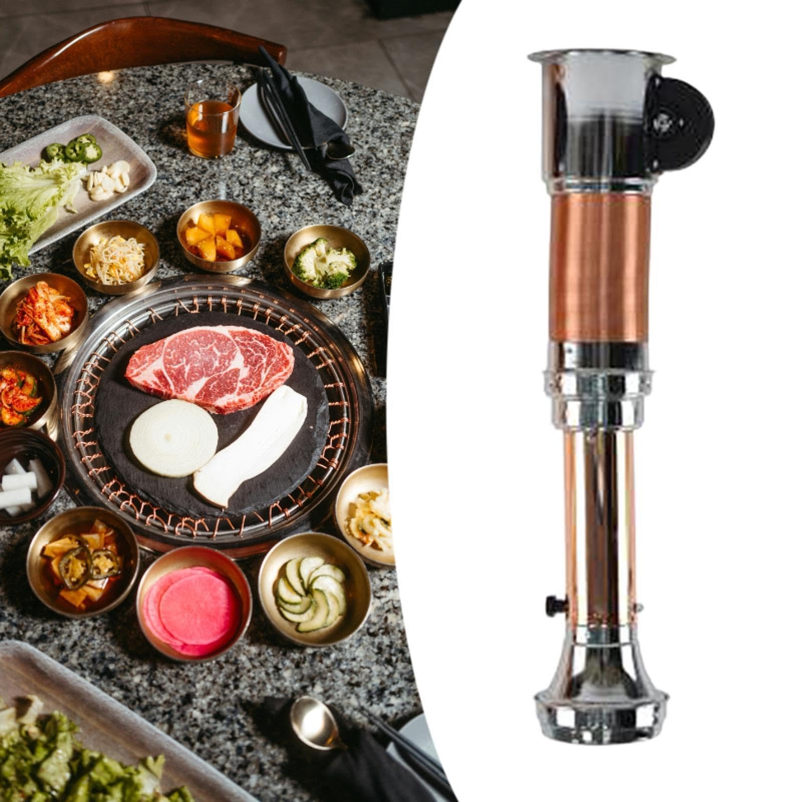 Hotte Télescopique pour Barbecue, Robuste, Silencieuse et Réglable, avec Conduit D'évacuation Droit, Idéale pour Les Buffets Domestiques