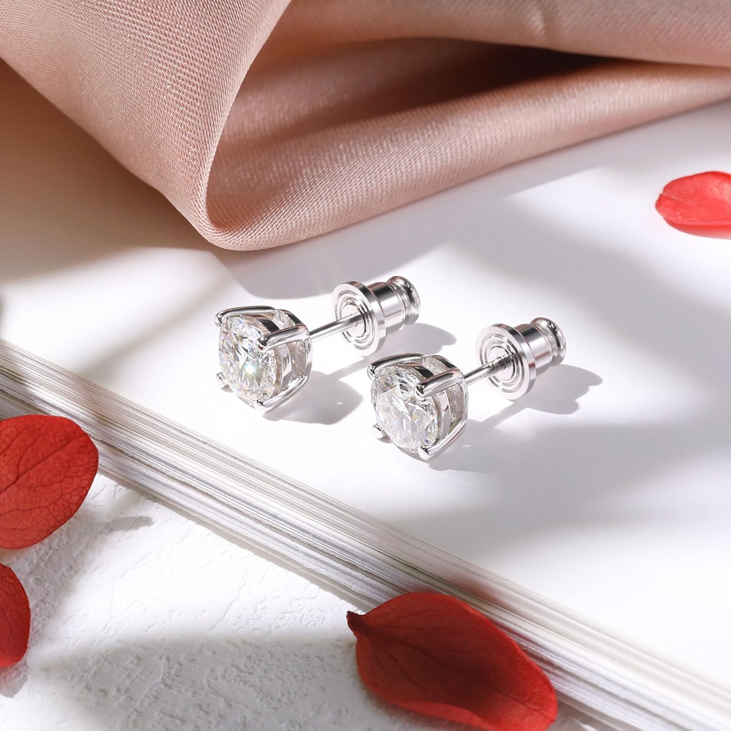 Ladylike Moissanite Stud Earrings 925 Sterling Silver Earring 0.6ct-4ct D Color VVS1 Brilliant Round Cut Lab Created Moissanite Earrings for Women Men - Image 4