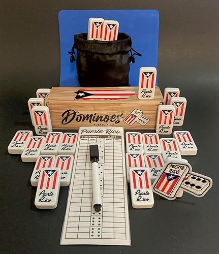 Miniatura 7 de Juego de dominó doble de seis dominó de Puerto Rico tamaño adulto alto y grueso, ideal para fiestas familiares divertidas en casa, bares y cualquier
