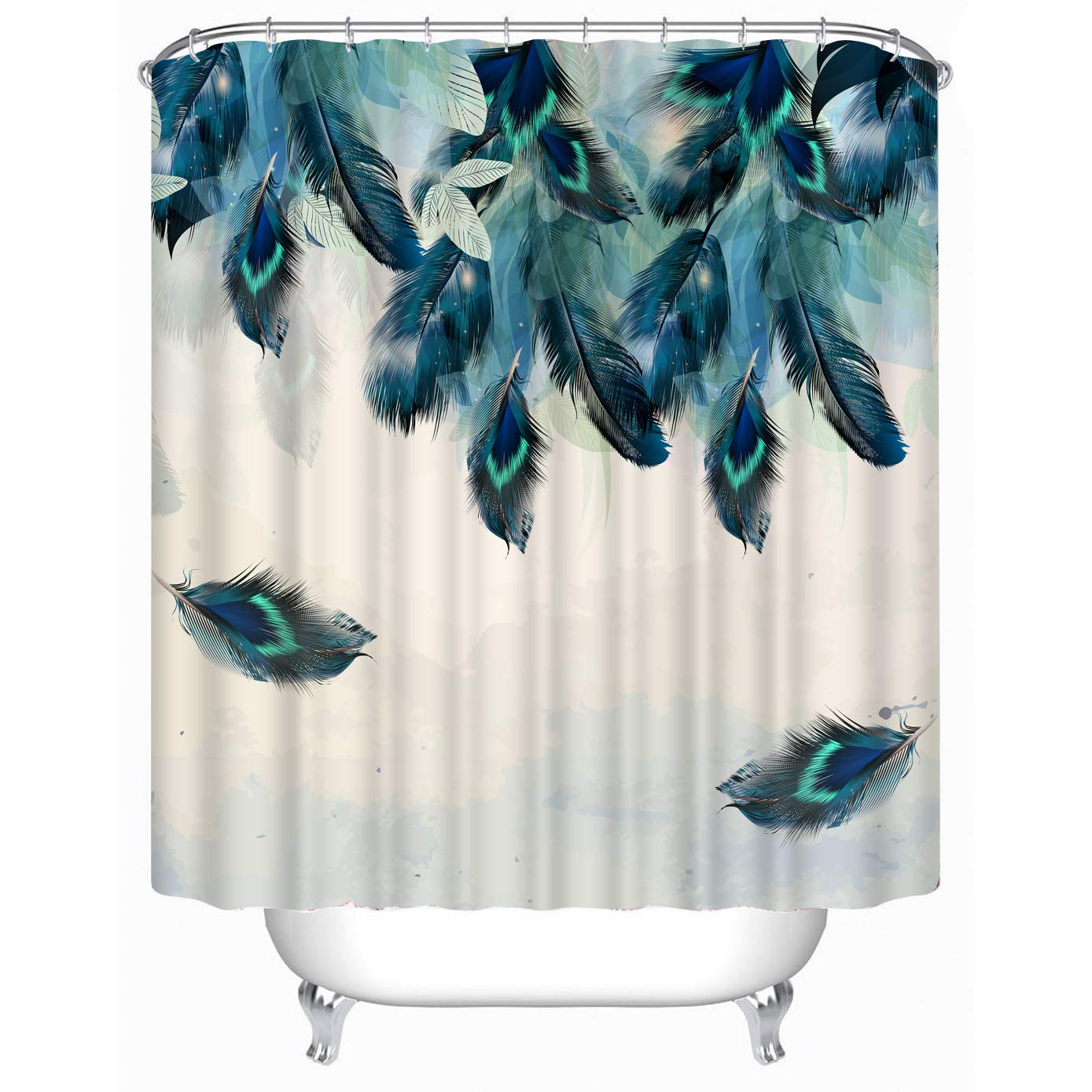 Cheerhunting Peacock Feather Shower Curtain Peacock Feather Pattern Home Dream Decor Bathroom Accessory With Hooks 72 W X 72 H Waterproof Fabric Bathroom Accessories Buy Online In Uzbekistan Missing Category Value Products