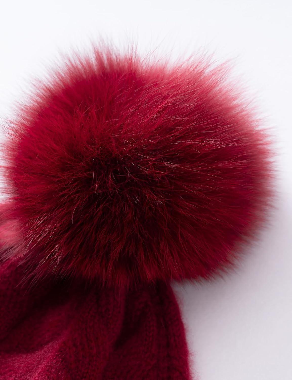 Women Winter Pom Pom Beanie Hat,100% Pure Cashmere,Warm Knit Skull Cap Beanie SL-8010