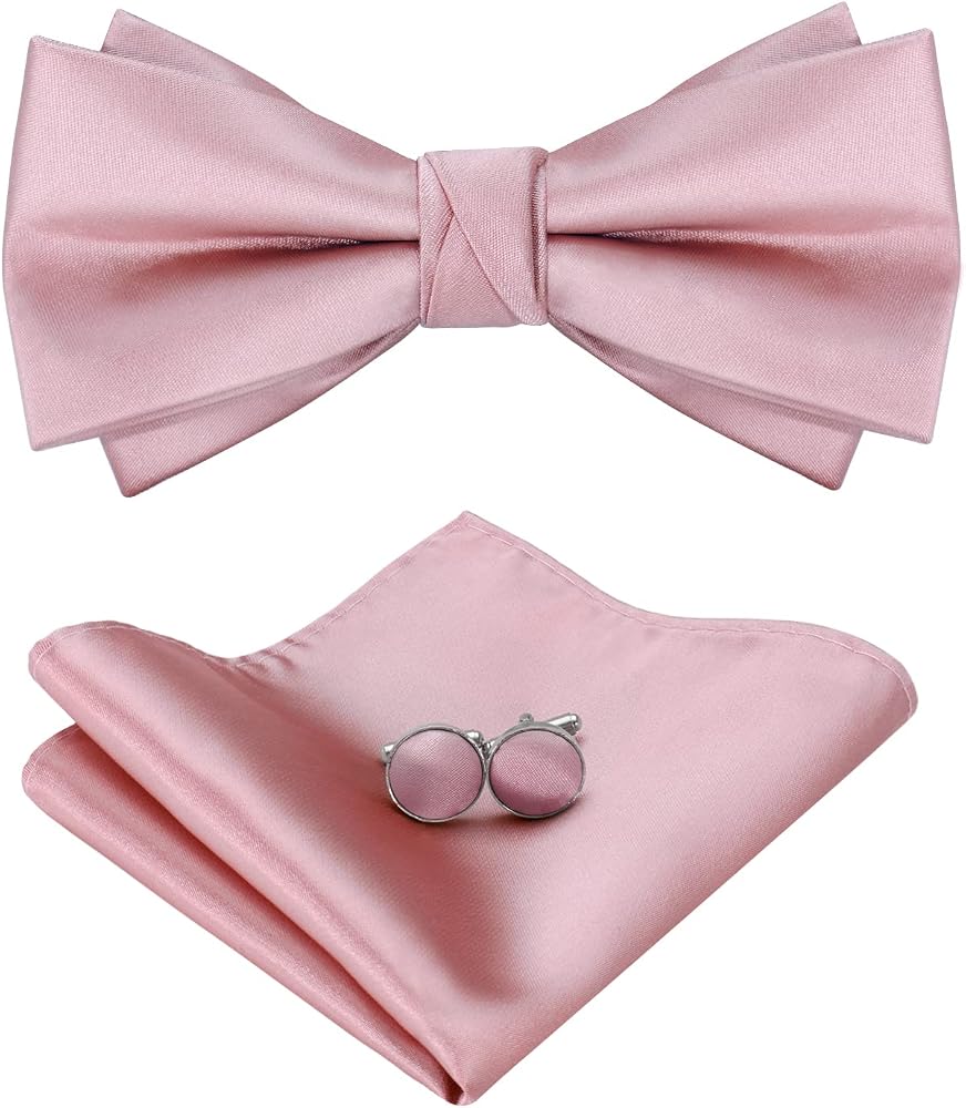 HOULIFE Set di farfallini da uomo - Farfallino regolabile in velluto pre-annodato, farfallino tinta unita, gemelli da polso per sposo, matrimonio formale con confezione regalo, Blu, M