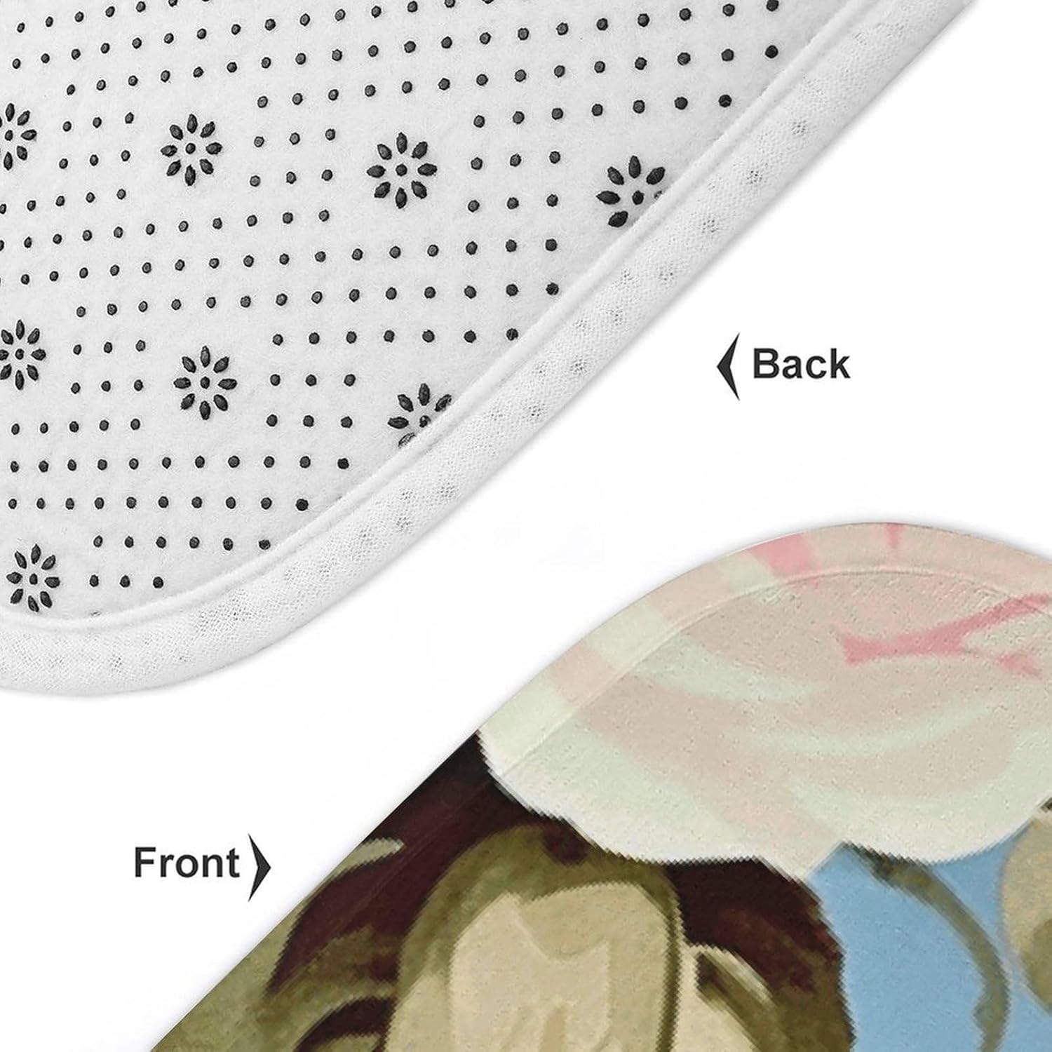 Anti-Skid Floor Mats 3 Piece Set,Vintage Rose Blue Printed Coral Fleece Bathroom Mats U-Shaped Contour Mat Toilet Seat Cover for Bathroom, Tub, Shower, Kitchen 19.7"x31.5"