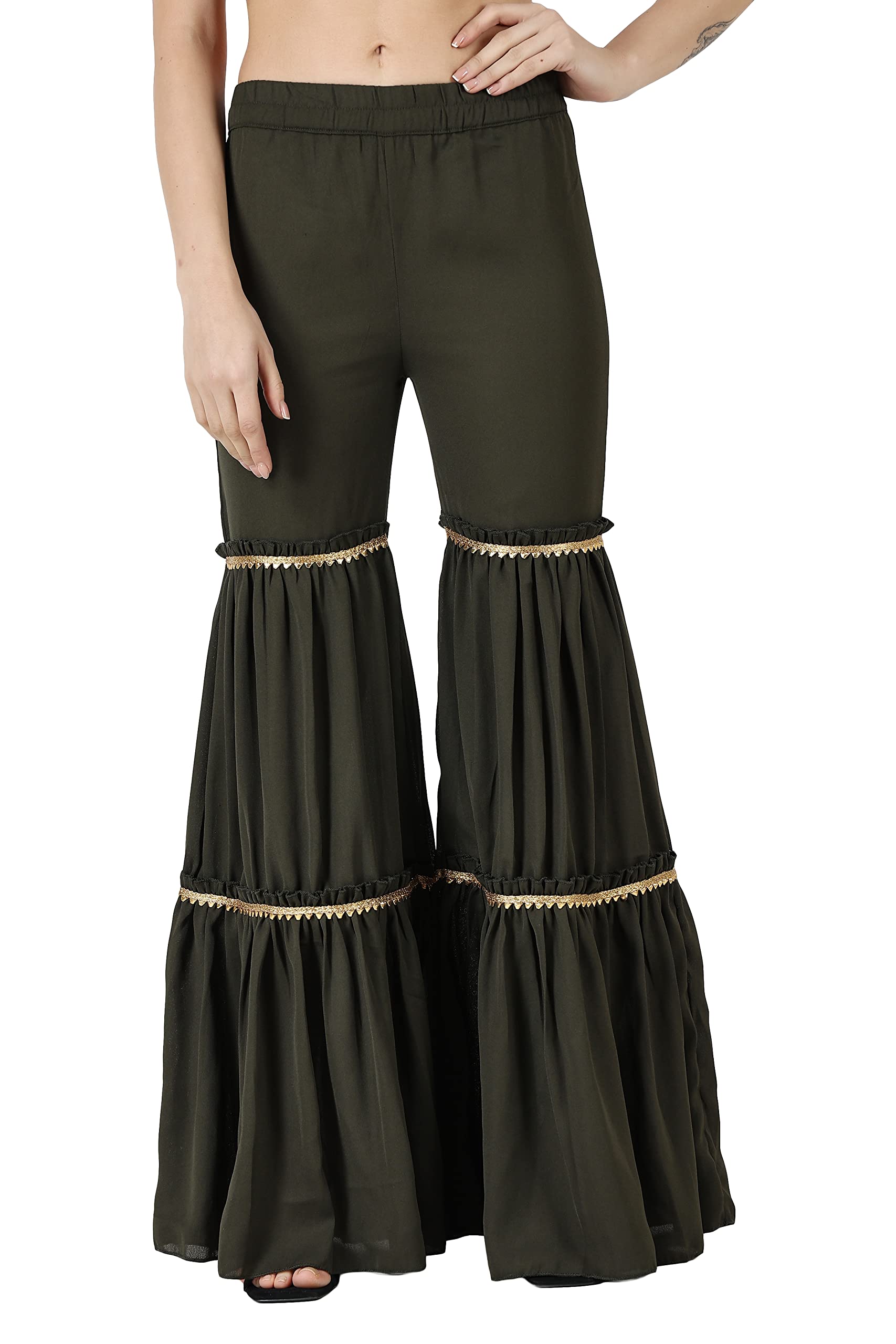 popwings Casual Georgette Gharara Pant for Women-picture-56