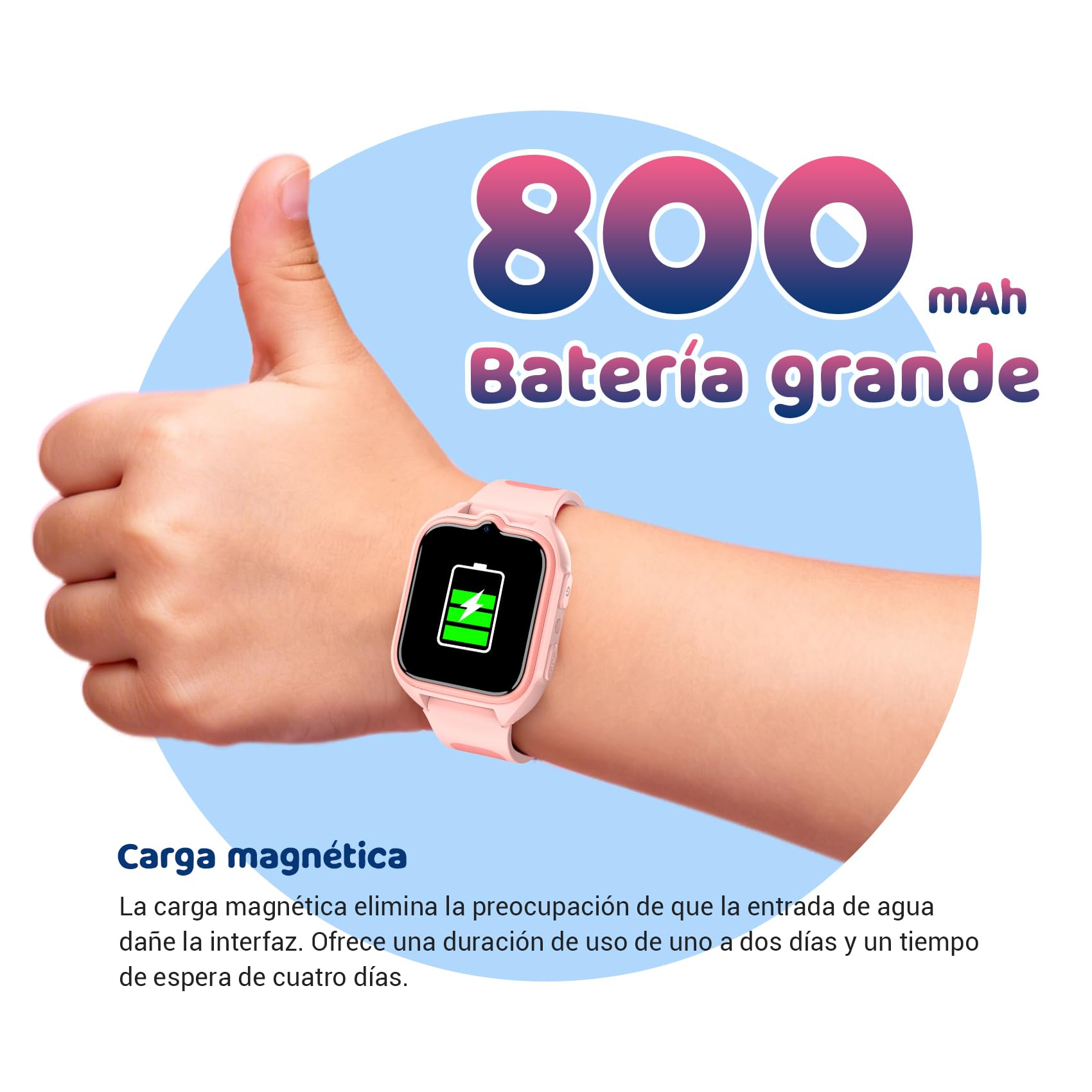 Blackview 4G Reloj Inteligente Niño con GPS, SOS, Videollamadas, Chat de Voz, 1.75” Smartwatch Niños con Podómetro, LED Linterna, Modo Escuela, Despertador, Juego, para Niños Niñas, Azul