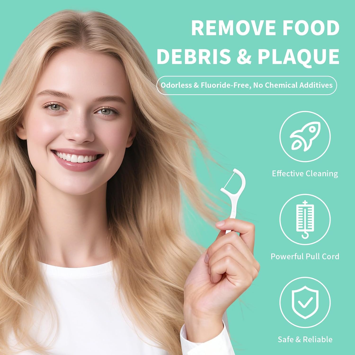 Dental Floss Picks,200 Count Dental Flossers for Adults,Non-Breakable Unflavored Toothpicks Bulk,Comes with a Portable Travel Case,Keep Teeth Clean