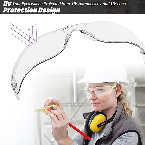 Miniatura 4 de Salfboy Anteojos de seguridad para hombres y mujeres, ANSI Z87.1, anteojos de seguridad a granel con protección UV resistentes a los arañazos, 10