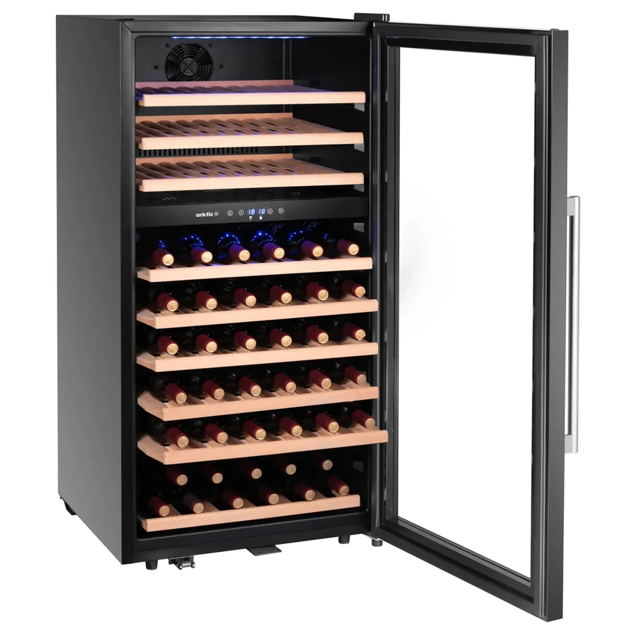 MBH - Vinoteca Profesional Doble Temperatura de 91 Botellas para Hostelería. Refrigerador de Vino con Control Digital y Puerta de Cristal para Bar y Restaurante (230 Litros)