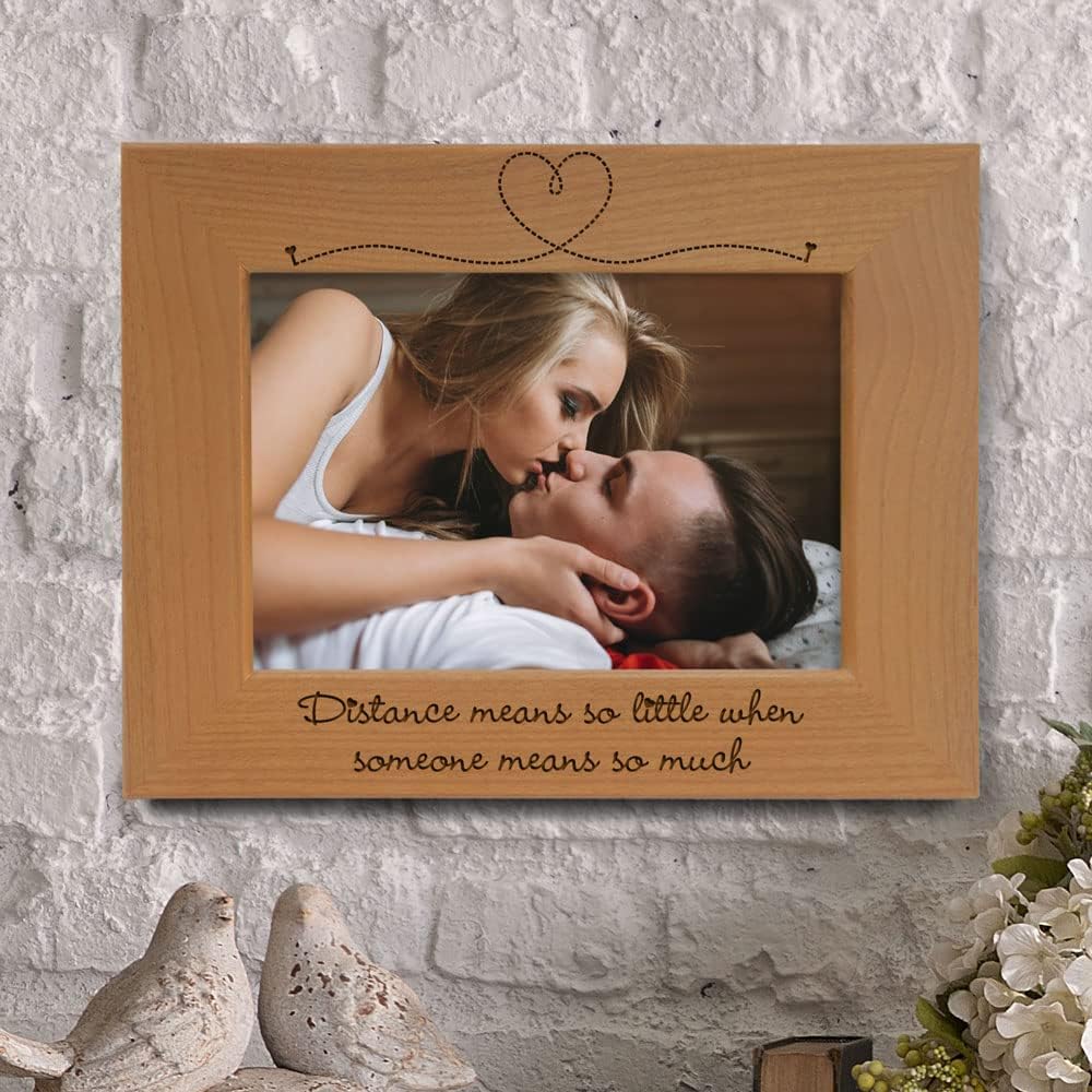 KATE POSH Distance means so little when someone means so much Wood Picture Frame - Engagement, Valentine's Day Gifts, Weddings, I Love You Gifts (5x7-Horizontal)