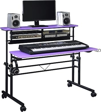 BE100 Series Sit and Stand Studio Desk Workstation with 2x3U rack Violet