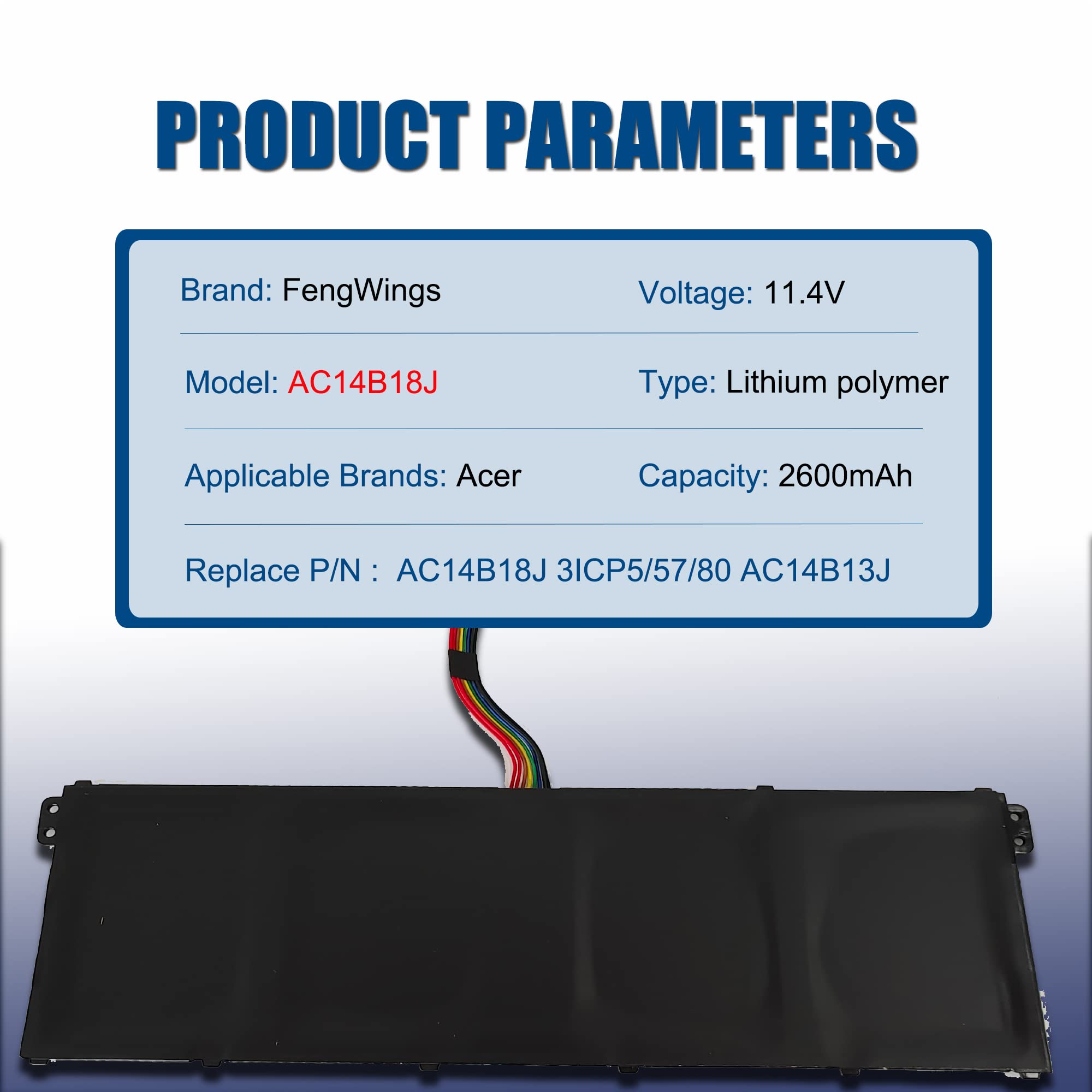 Batterie 11.4V 3220mAh 36Wh AC14B18J Pour Acer Chromebook 11 CB3-111, Aspire E3-111 ES1-511 V5-122 Et Plus – Remplacement Haute Performance